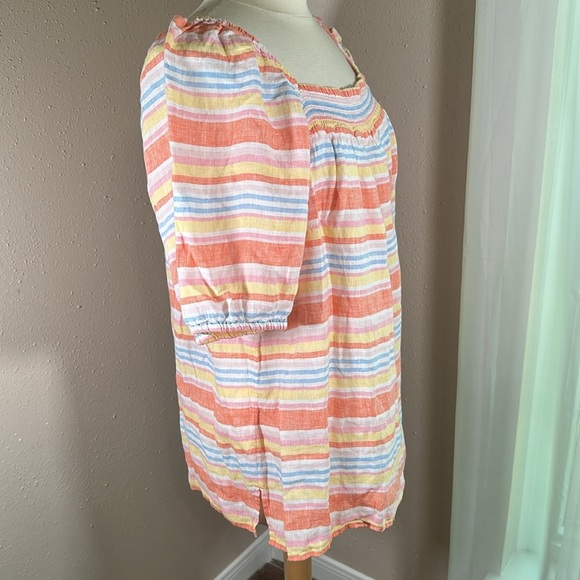 Talbots Plus Square Neck Linen Top Palm Stripe size 1X - Picture 5 of 16